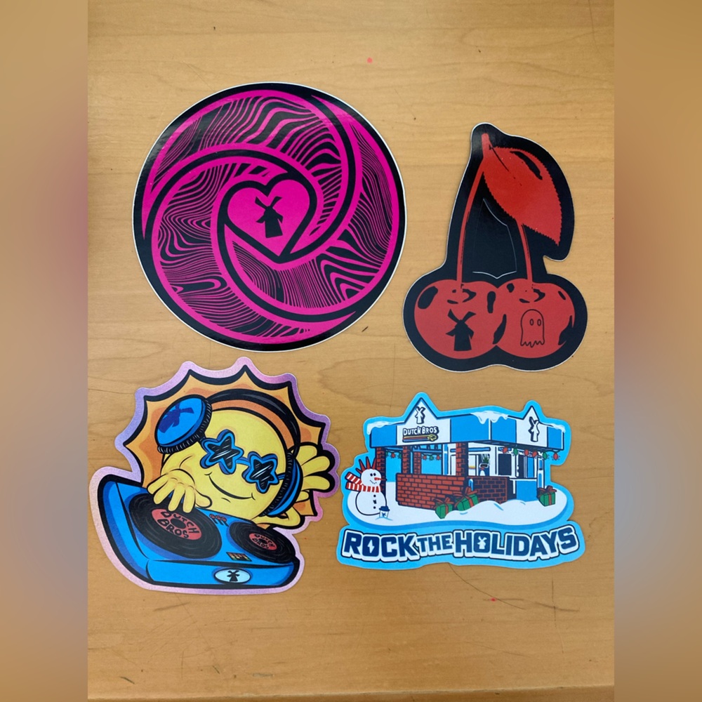 Lot of 4 Rare Hard to find Arizona Dutch Bros Christmas, Halloween stickers